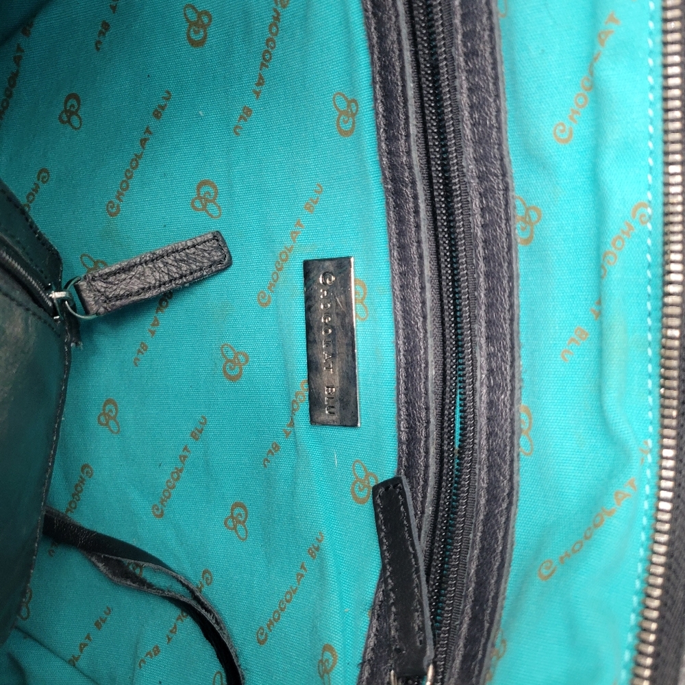 CHOCOLAT BLU Black Leather Croc-Embossed Patchwork Tote Bag - Picture 13 of 13